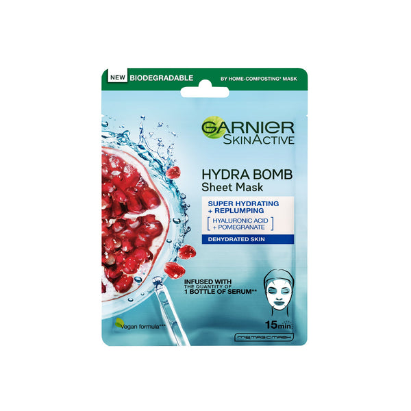 Garnier Hydra Bomb Pomegranate Super-Hydrating & Replumping Tissue Mask for Dehydrated Skin