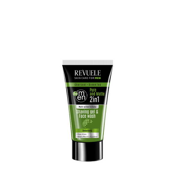 Revuele Men Care Charcoal And Green Tea Shaving Gel And Face Wash 2 In 1 180ml
