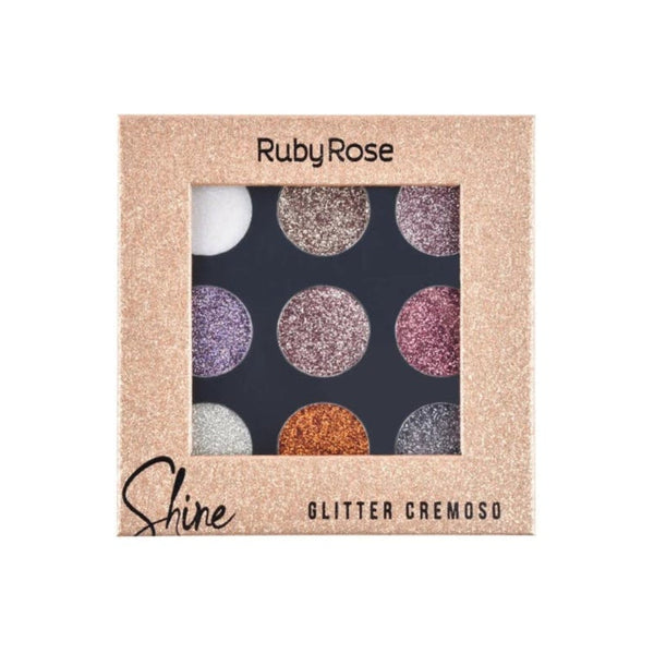 Ruby Rose Eyeshadow Shine Creamy Glitter Palette -Gold
