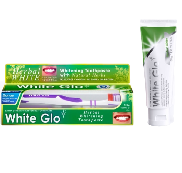 White Glo Herbal Whitening Toothpaste + Free Tooth Brush